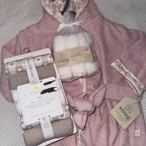 Pink Hooded Baby Towel Set